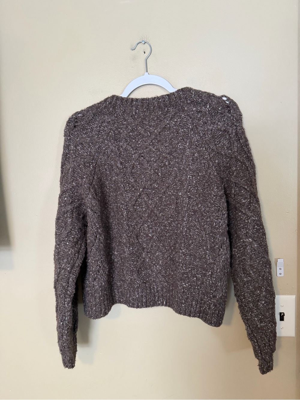 Lucky Brand Chunky Cable Knit Balloon Sleeve Cardigan Sweater - Picture 4 of 9